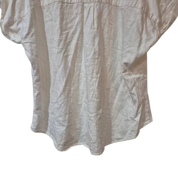 Thread & Supply Off White Linen/Rayon Short Cuffed Sleeve V-Neck Top EUC - Picture 4 of 8